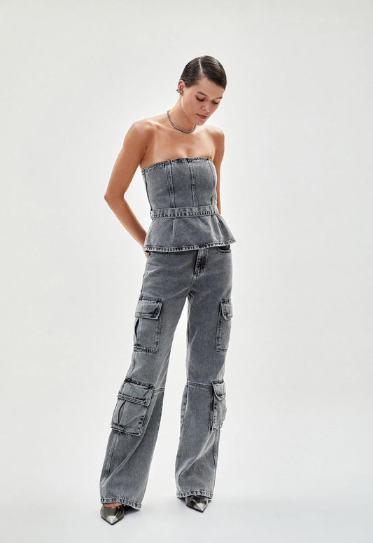Top Jeans Lucie - Preto - Bonne Soirée