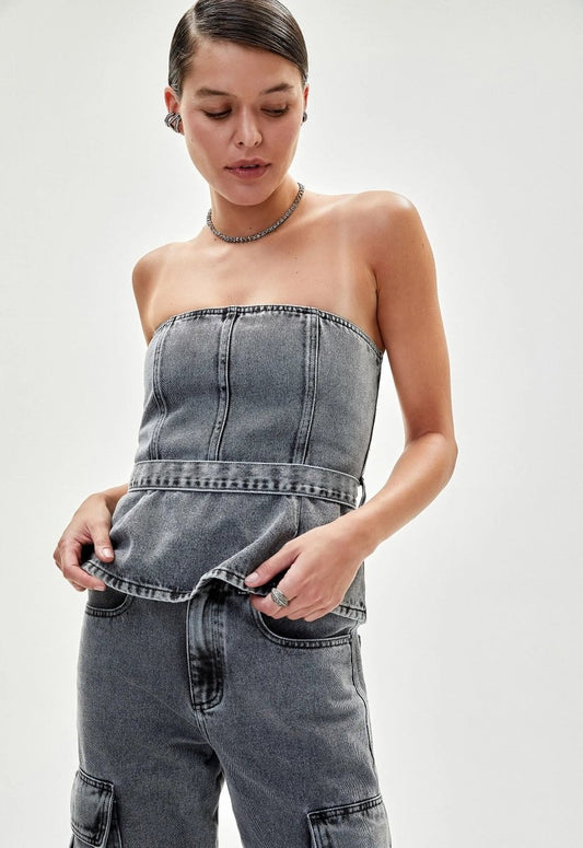 Top Jeans Lucie - Preto - Bonne Soirée