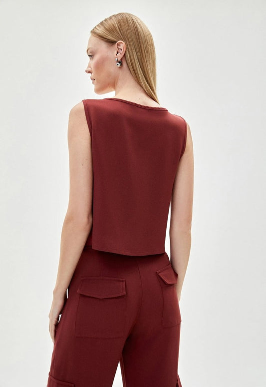 Calça Cargo Crepe Bella - Cherry - Bonne Soirée