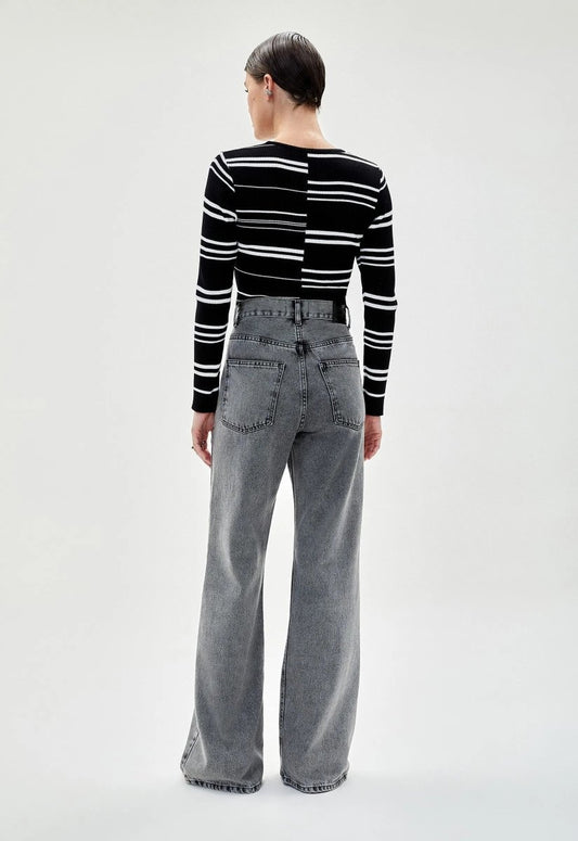 Blusa Tricot Listrada Dominique - Preto e Branco - Bonne Soirée