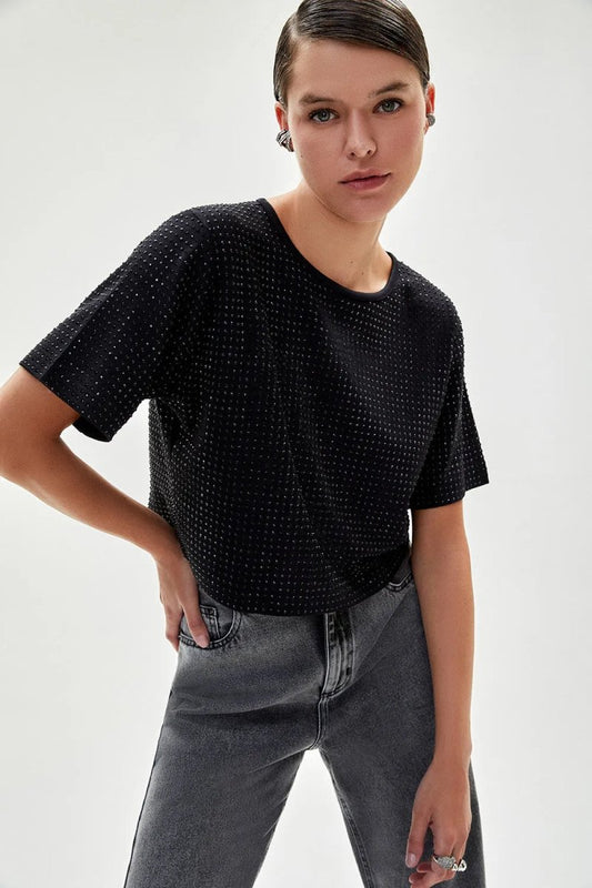 Blusa Cristais Lis - Preto - Bonne Soirée