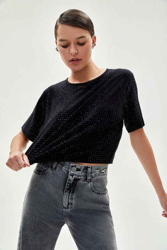Blusa Cristais Lis - Preto - Bonne Soirée