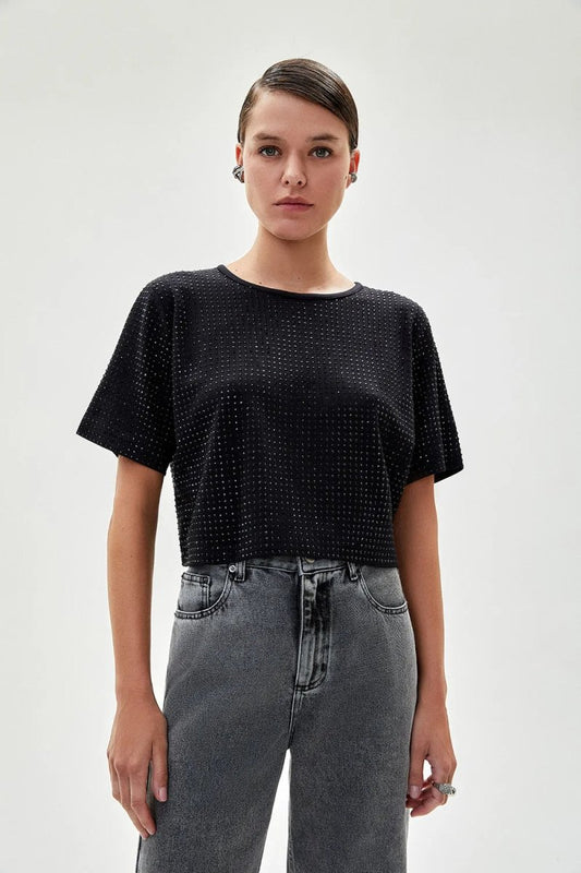 Blusa Cristais Lis - Preto - Bonne Soirée