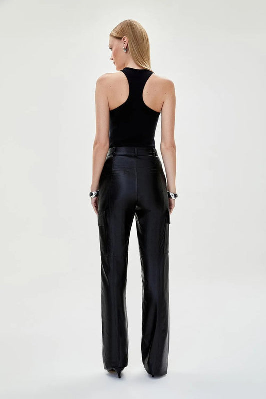Calça Couro Cargo Zoé - Preto - Bonne Soirée
