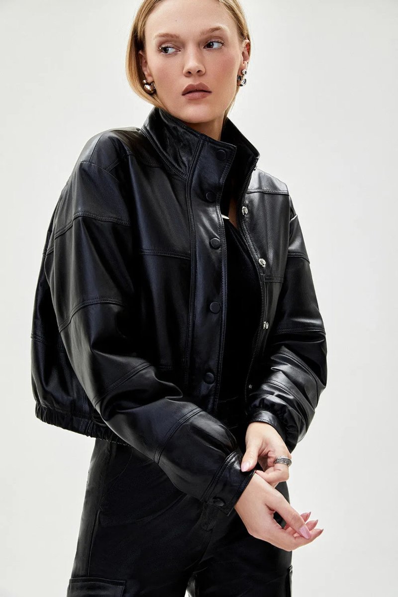 Jaqueta Bomber Couro Zoé - Preto - Bonne Soirée