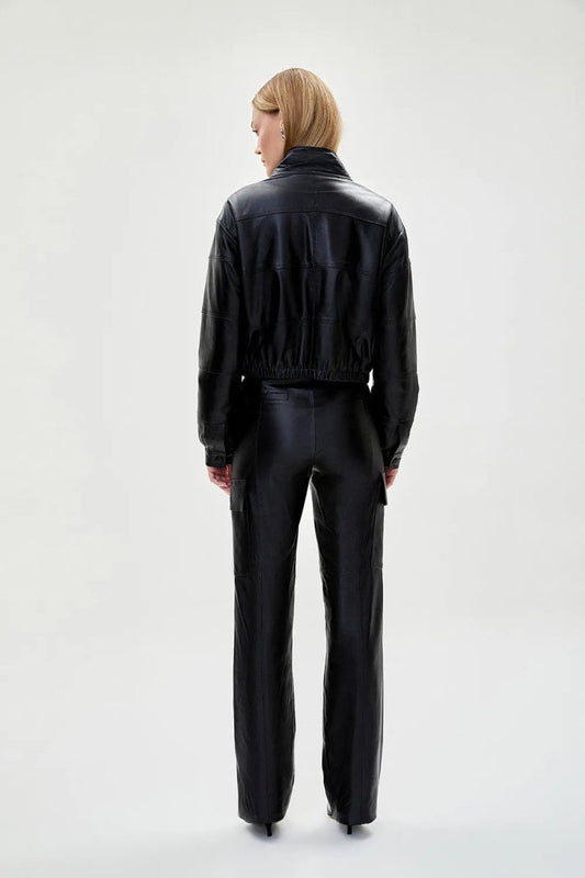 Calça Couro Cargo Zoé - Preto - Bonne Soirée