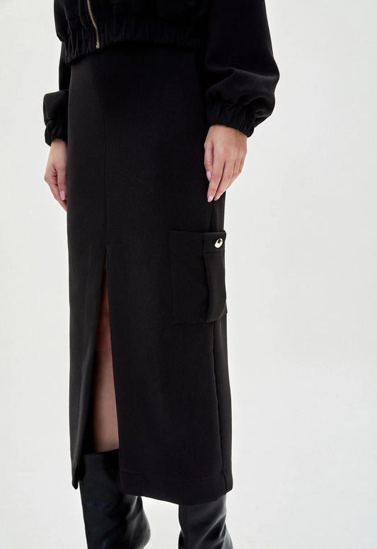 Saia Midi Gabrielle - Preto - Bonne Soirée