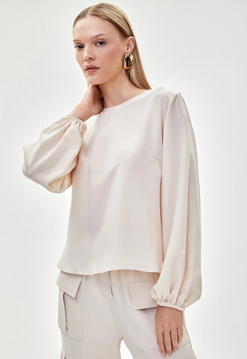 Blusa Crepe Manga Longa Claire - Vanilla - Bonne Soirée