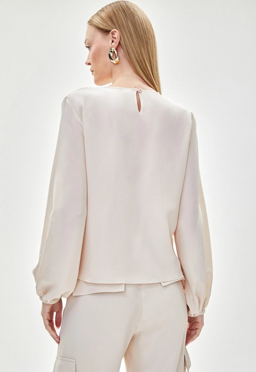 Blusa Crepe Manga Longa Claire - Vanilla - Bonne Soirée