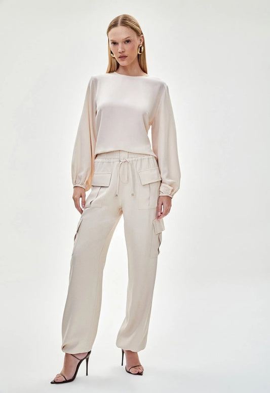 Calça Cargo Crepe Haydée - Vanilla - Bonne Soirée
