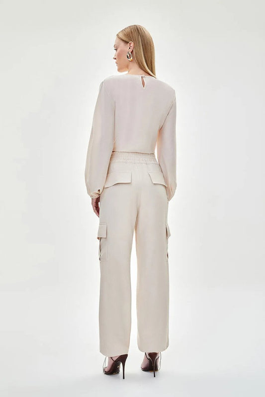 Calça Cargo Crepe Haydée - Vanilla - Bonne Soirée