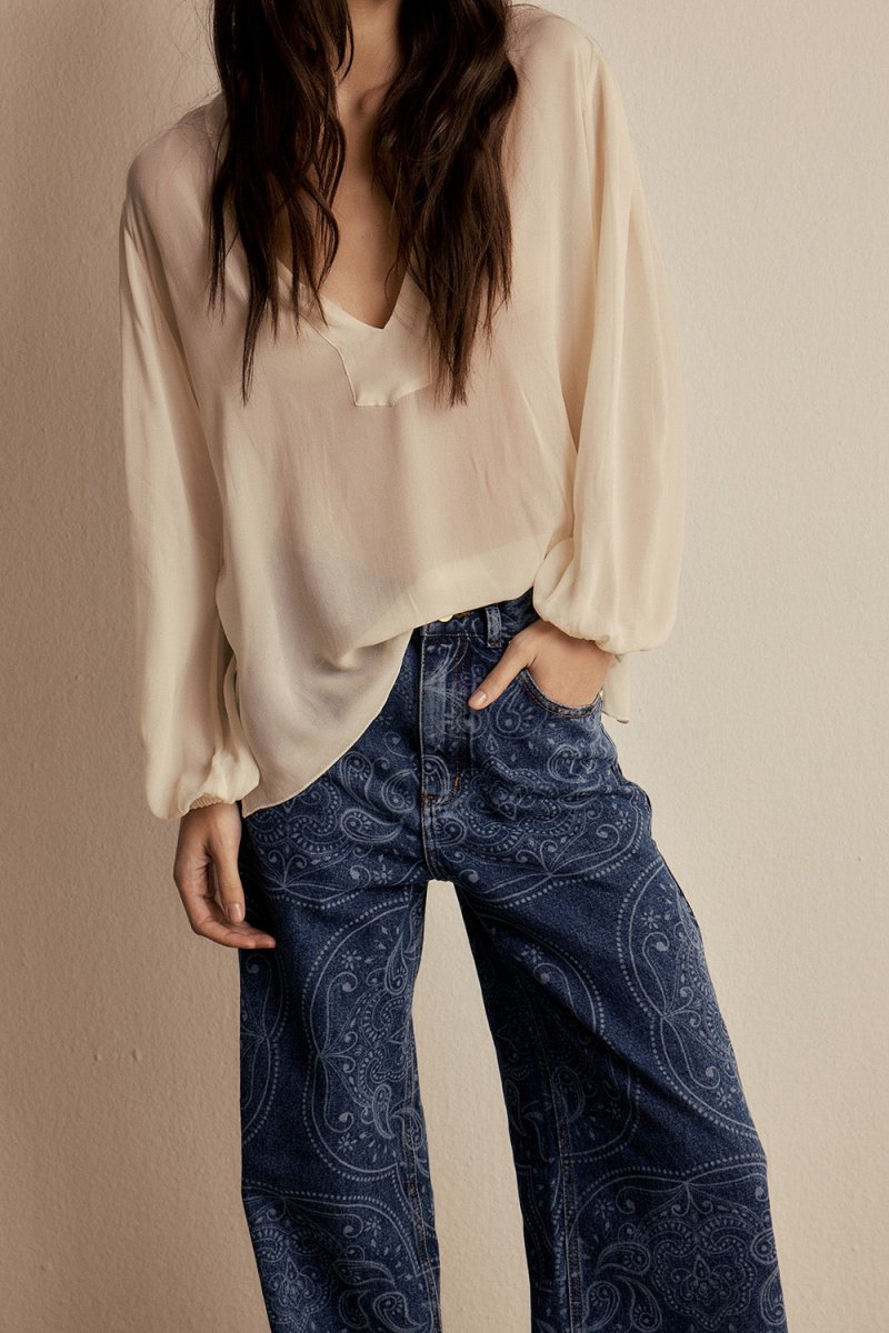 Calça Bohème Jeans Paisley Indigo - Bonne Soirée