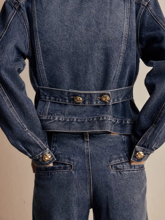 Jaqueta Bardot Jeans Azul Médio - PRÉ-VENDA | Entrega a partir de 01/09 - Bonne Soirée