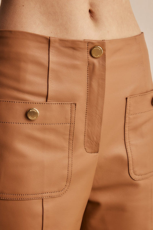 Calça Flare Couro Belle Amêndoa - Bonne Soirée