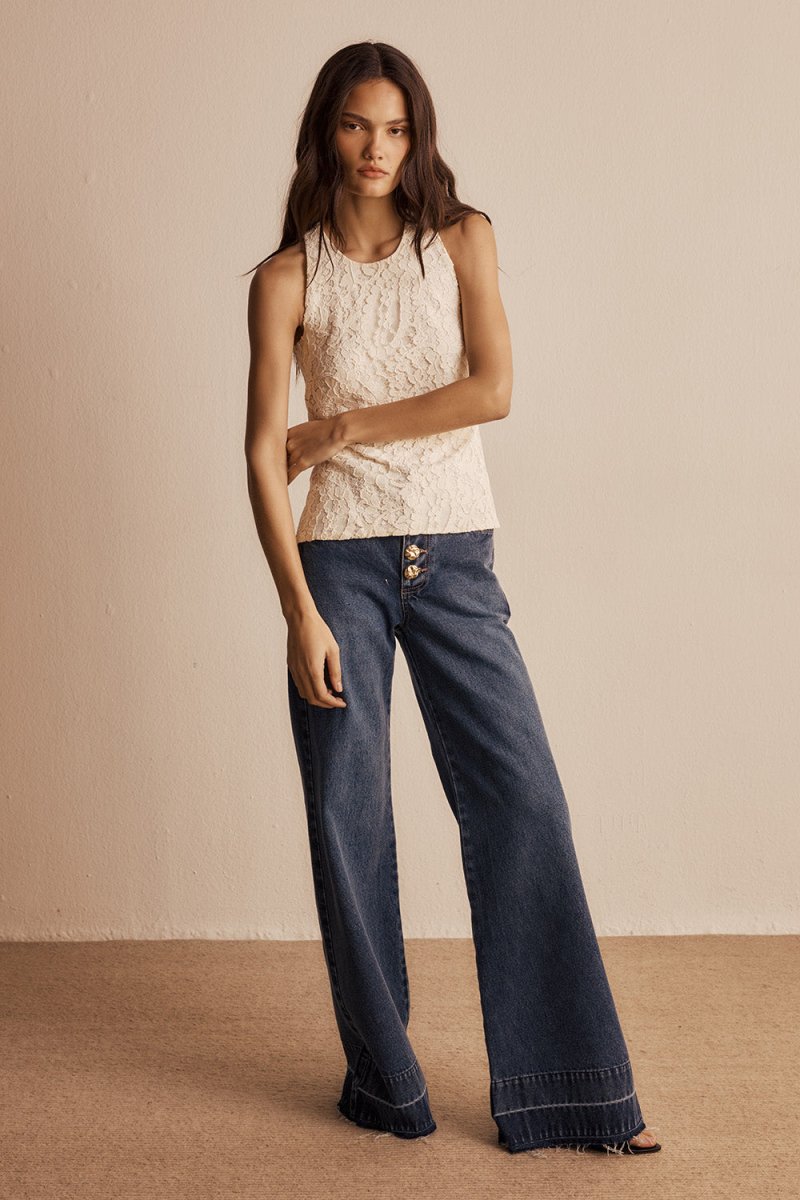 Calça Bardot Jeans Azul Médio - Bonne Soirée