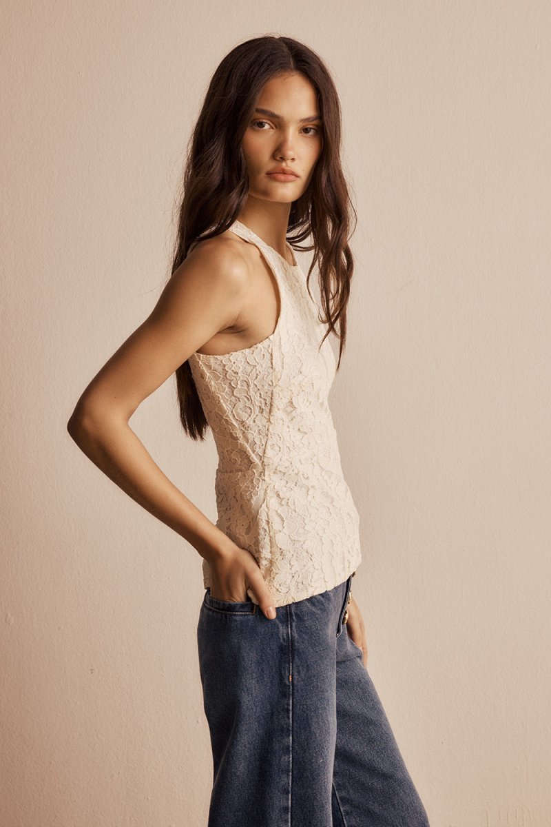 Blusa Aline Renda Vanilla - Bonne Soirée