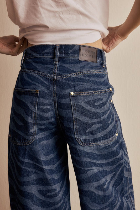 Calça Kayra Zebra Jeans Azul Marinho - Bonne Soirée