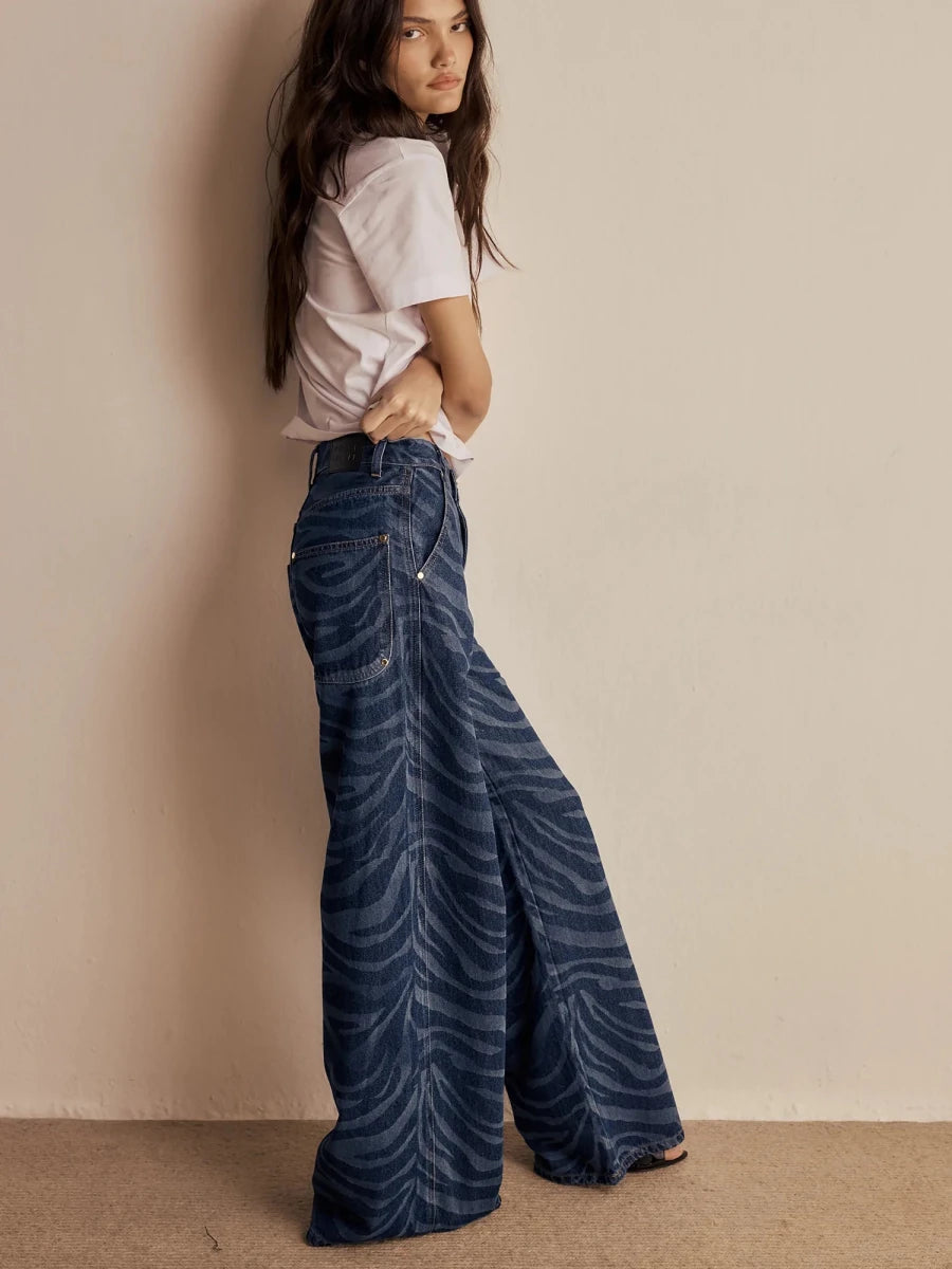 Calça Kayra Zebra Jeans Azul Marinho - Bonne Soirée