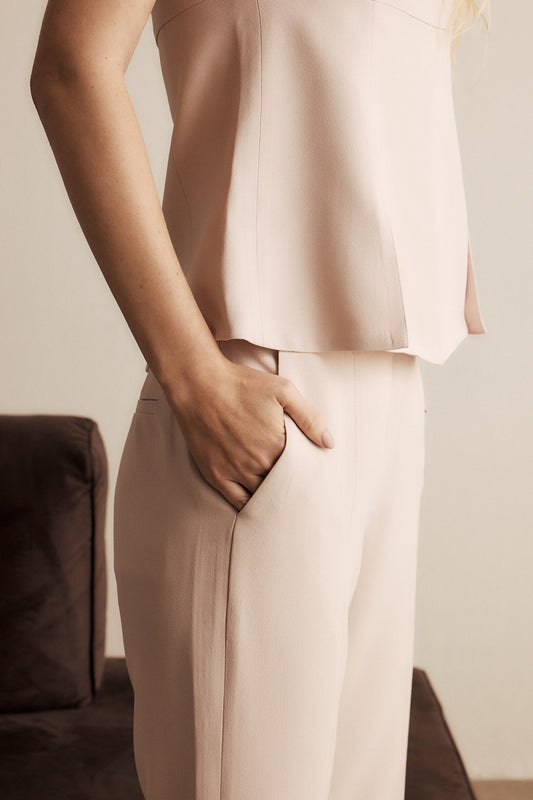 Calça  Elle Alfaiataria Rosa Chá