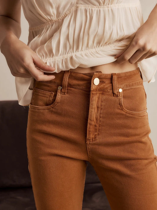 Calça Sarja Beatrice Camel - Bonne Soirée