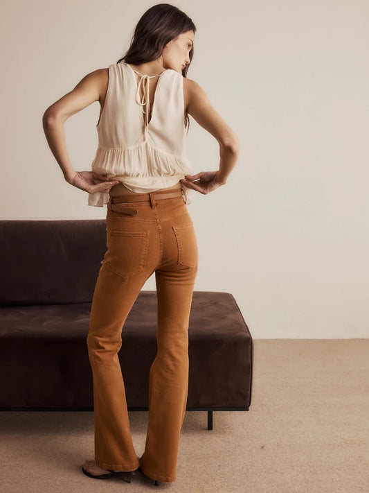 Calça Sarja Beatrice Camel - Bonne Soirée