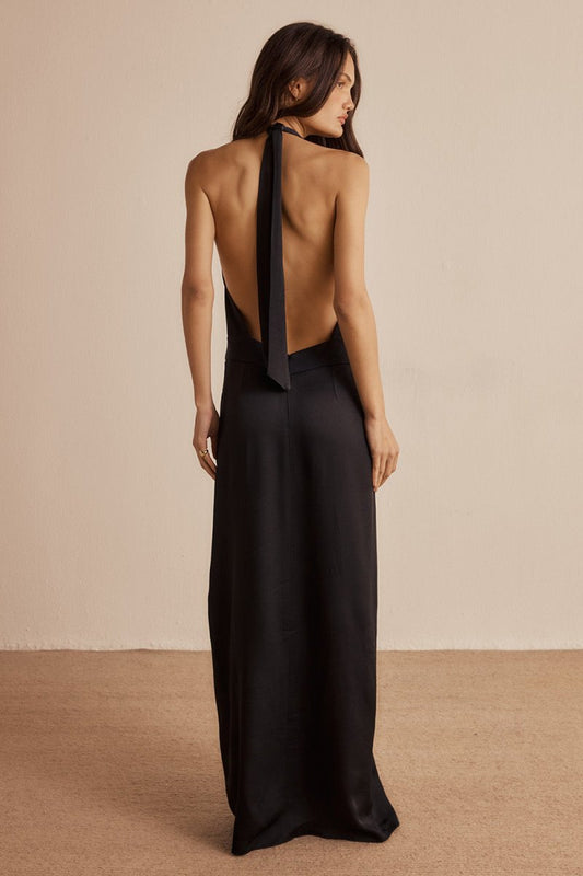 Vestido Longo Serena Crepe Preto