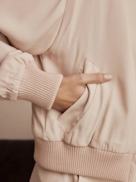 Jaqueta Bomber Lola Crepe Rosa Chá - Bonne Soirée