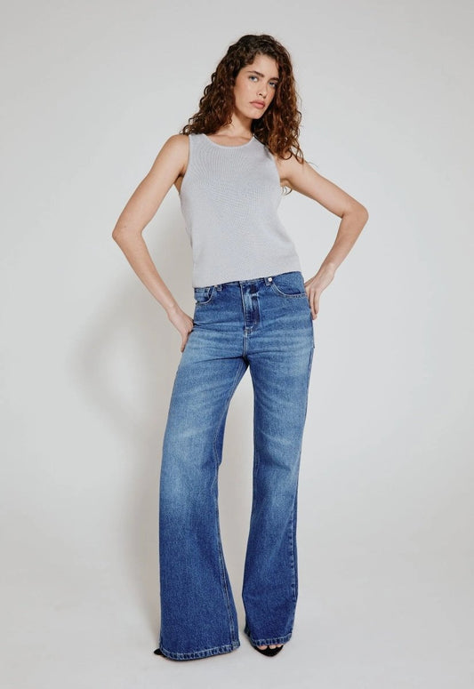 Calça Jeans Wide Leg Lucie - Azul - Bonne Soirée