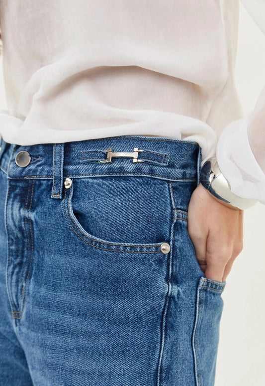 Calça Jeans Wide Leg Lucie - Azul - Bonne Soirée