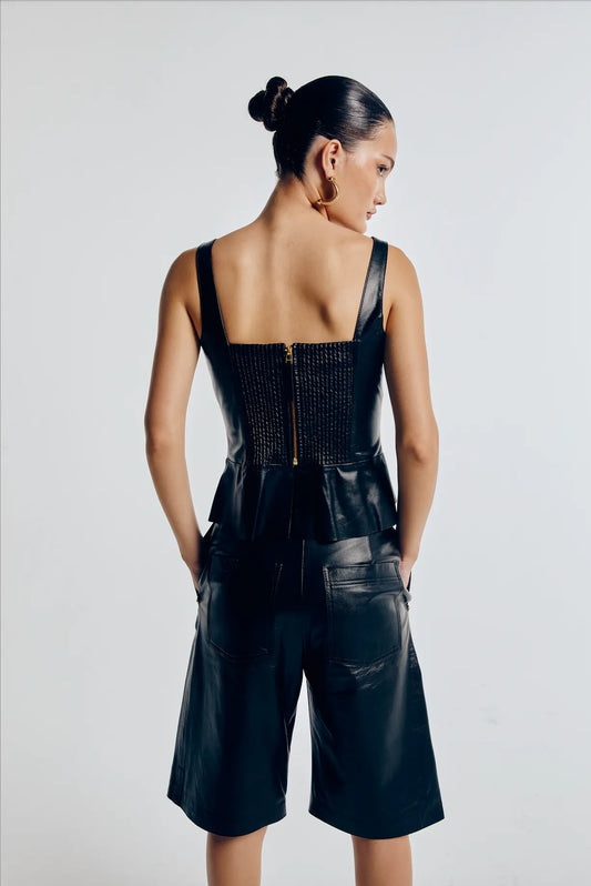 Top Couro Pauline - Preto - Bonne Soirée