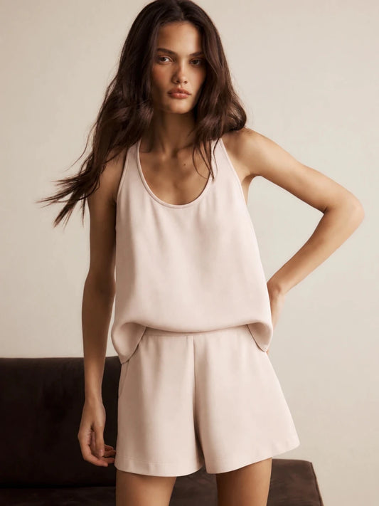 Shorts Lola Crepe Rosa Chá - Bonne Soirée