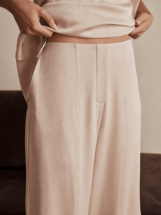 Calça Cenoura Ella Crepe Rosa Chá - Bonne Soirée
