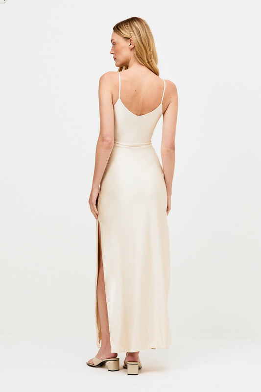 Vestido longo Salty malha Off - White - Bonne Soirée