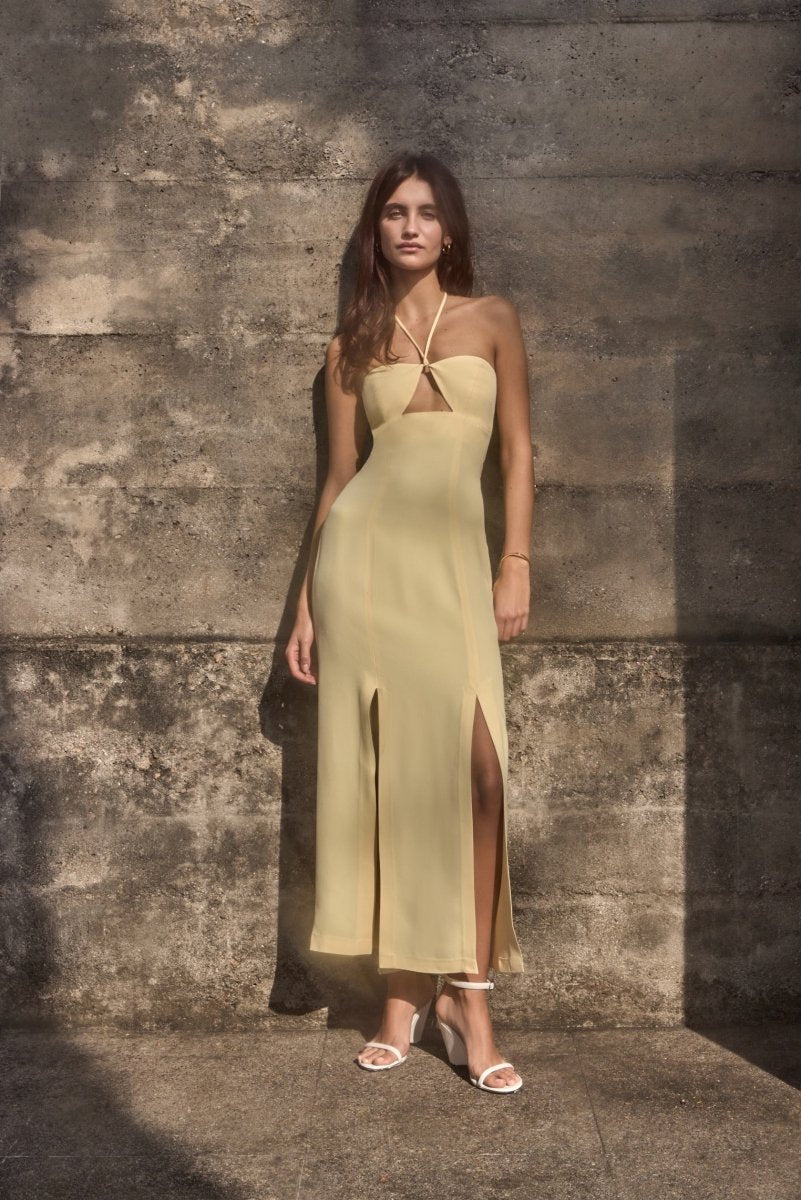 Vestido Madalena Crepe Manteiga - Bonne Soirée