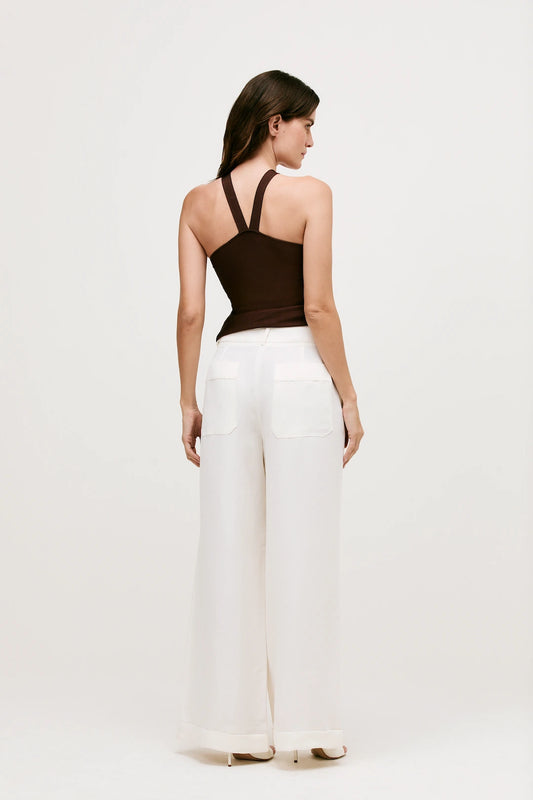 Calça Linho Off White Wide Leg Gabriela - Bonne Soirée