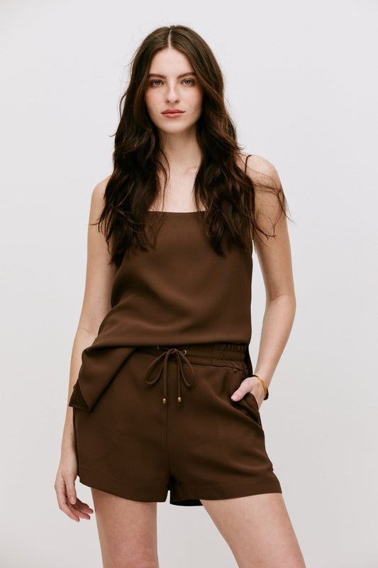 Shorts Natalie Alfaiataria Marrom - Bonne Soirée