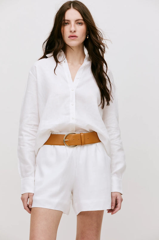Camisa Sophie Linho Branca - Bonne Soirée