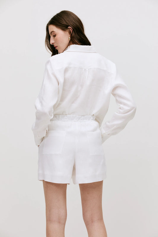 Camisa Sophie Linho Branca - Bonne Soirée