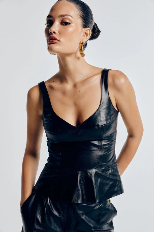 Top Couro Pauline - Preto - Bonne Soirée