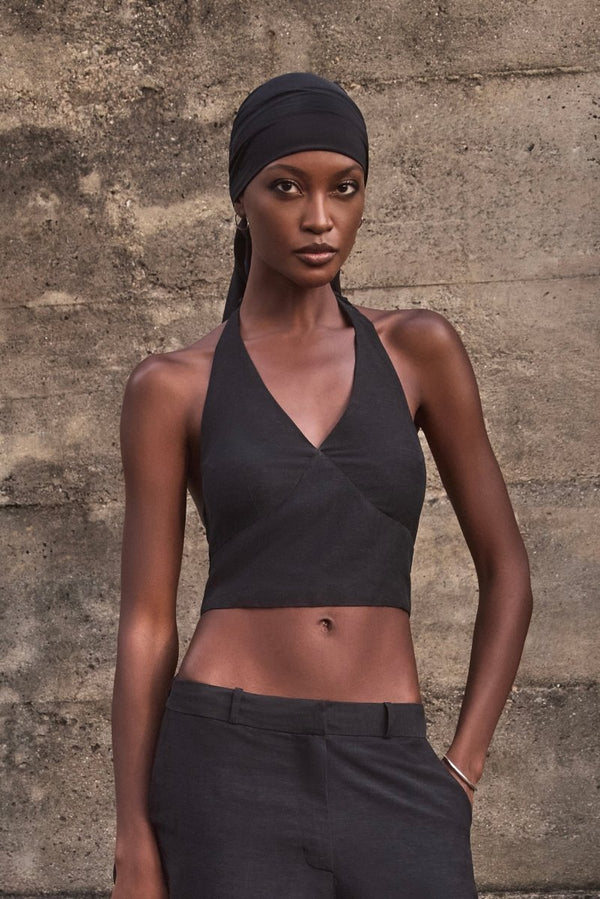 Top Sophie Linho Preto - Bonne Soirée