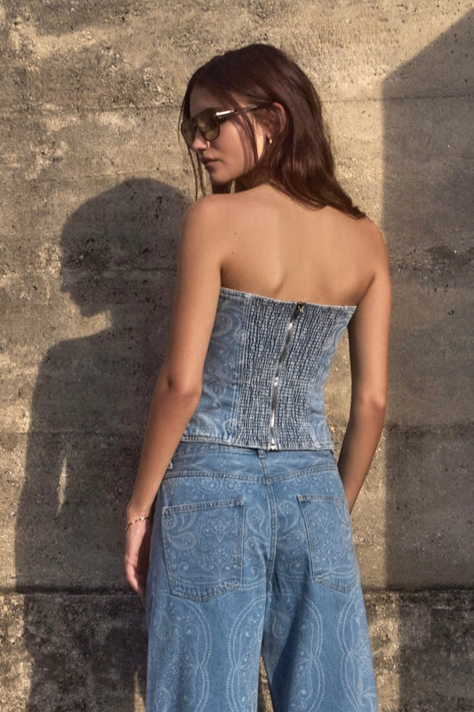 Corset Bohème Jeans Paisley - Bonne Soirée