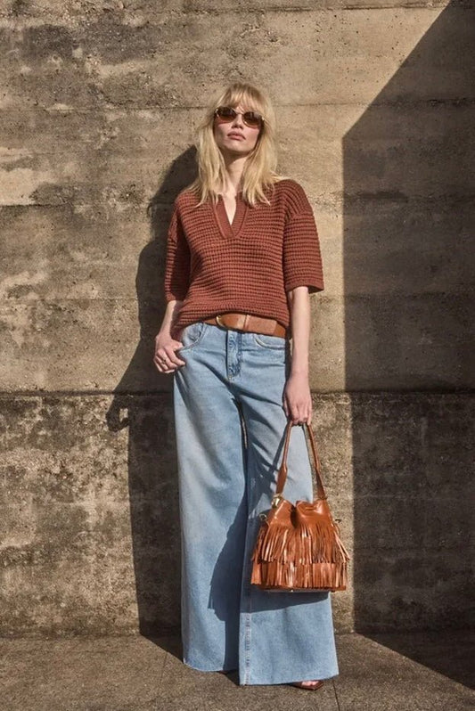 Blusa Helene Tricot Marrom - Bonne Soirée