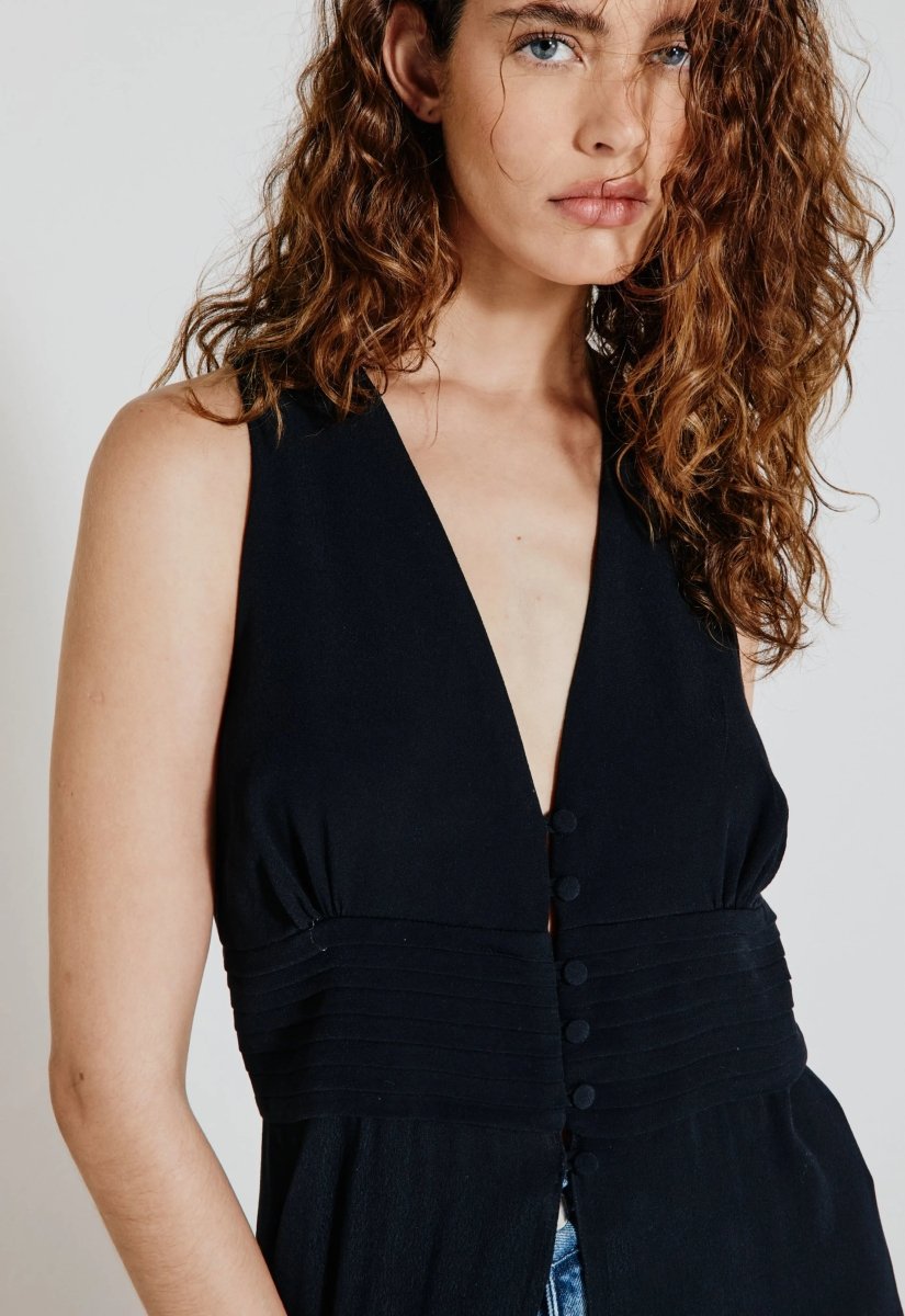 Túnica Drapeada Longa Karine - Preto - Bonne Soirée