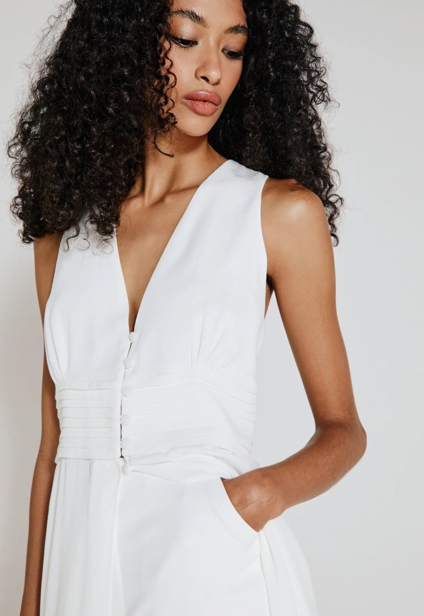 Túnica Drapeada Longa Karine - Off White - Bonne Soirée