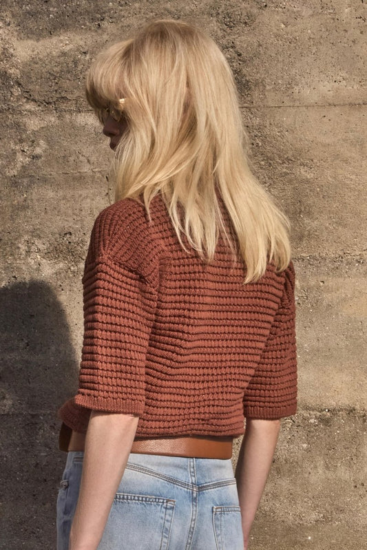 Blusa Helene Tricot Marrom - Bonne Soirée