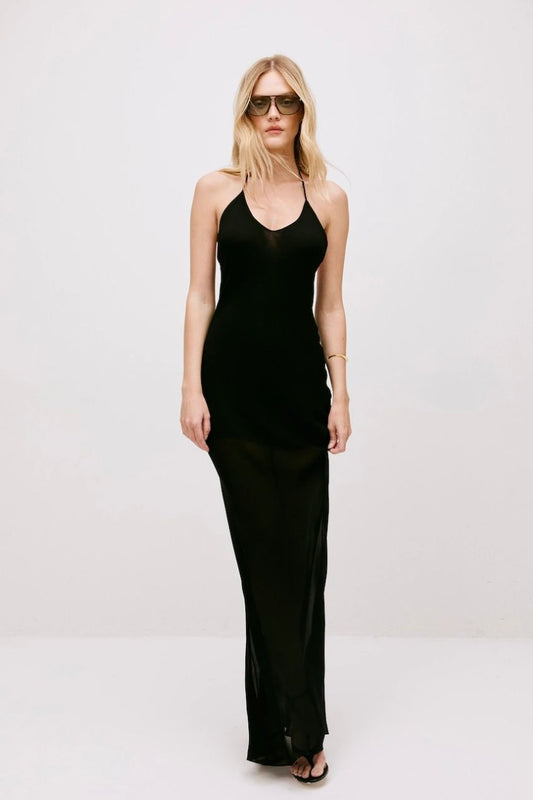 Vestido Brigitte Longo Preto - Bonne Soirée