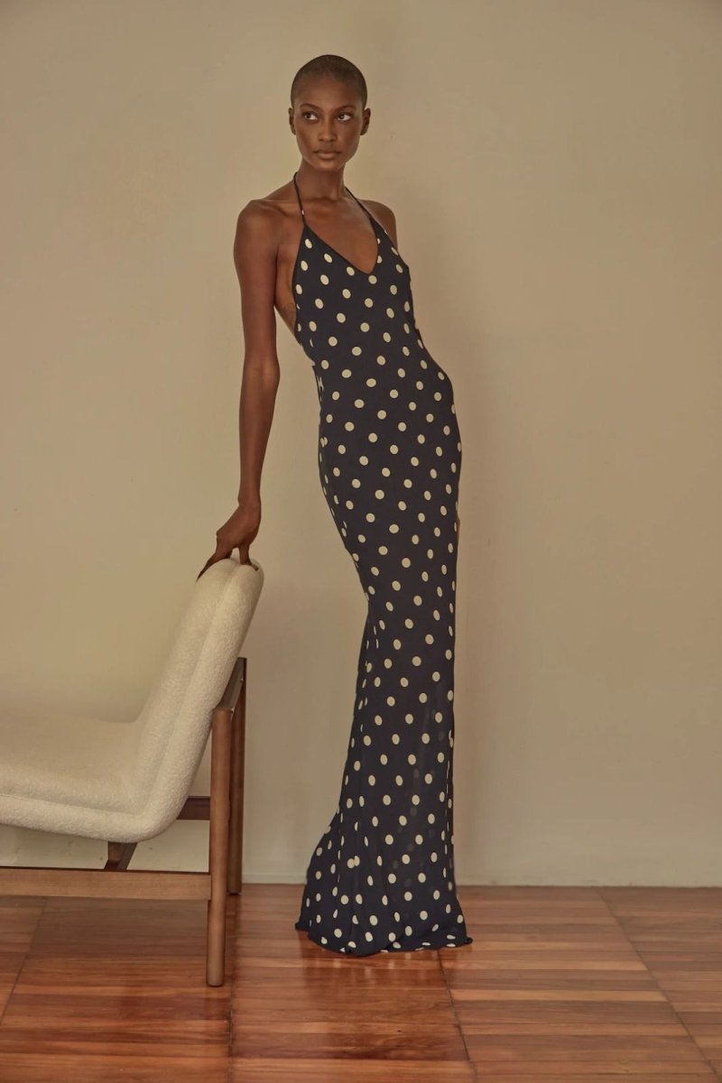 Vestido Brigitte Longo Poá - Bonne Soirée