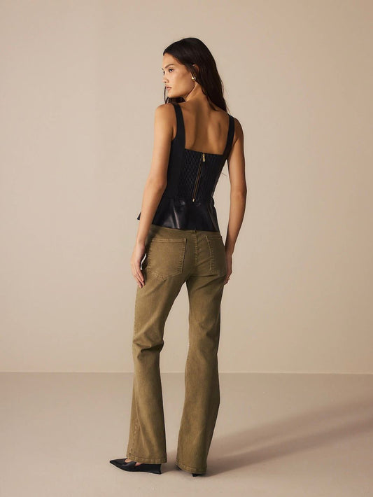 PRÉ VENDA | Calça Sarja Beatrice Verde Militar (envios a partir de 10/04) - Bonne Soirée