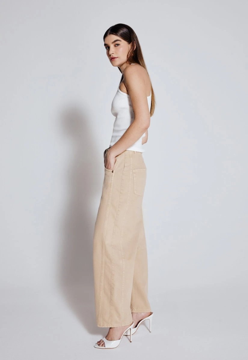 Calça Sarja Barrel Beatriz - Bege - Bonne Soirée