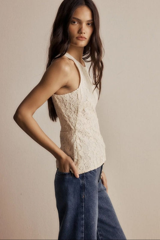 Blusa Aline Renda Vanilla - Bonne Soirée